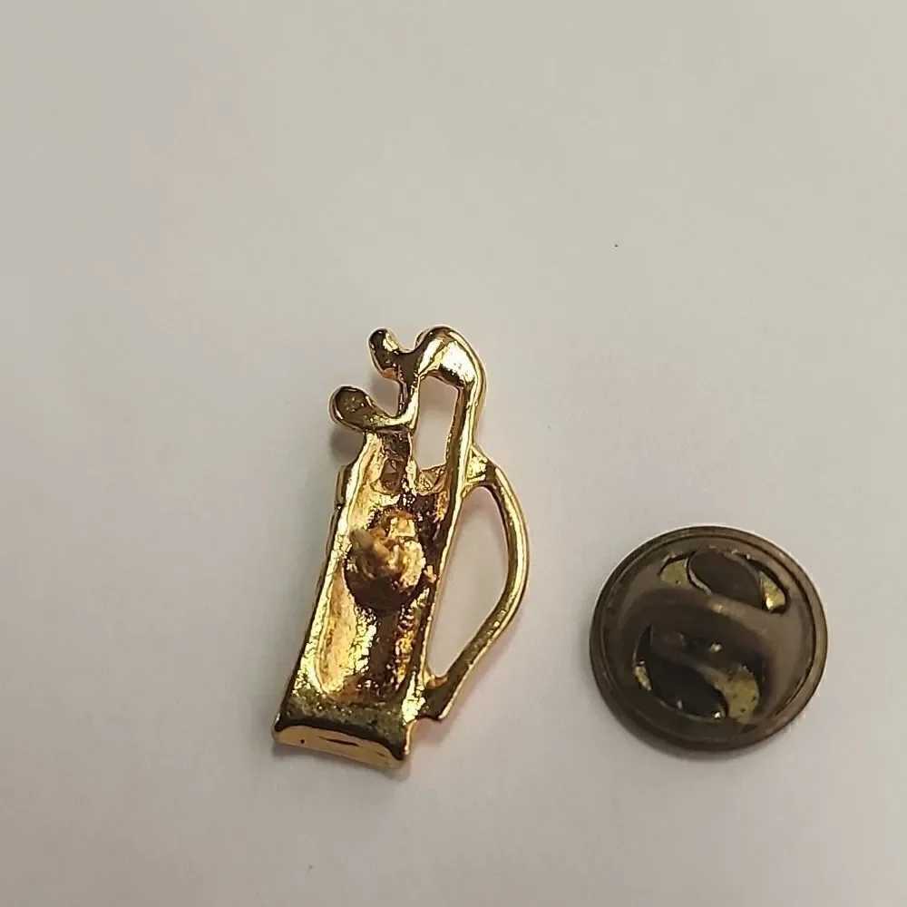 Golden Golf Club Bag Small Lapel Tack Pin
